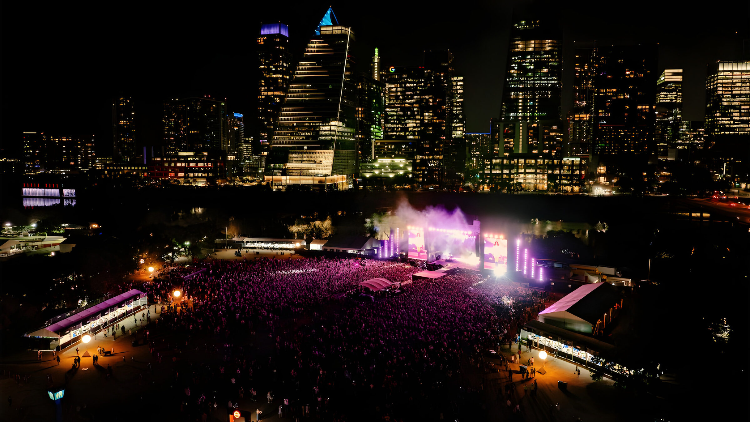 night time shot of the festival crowd