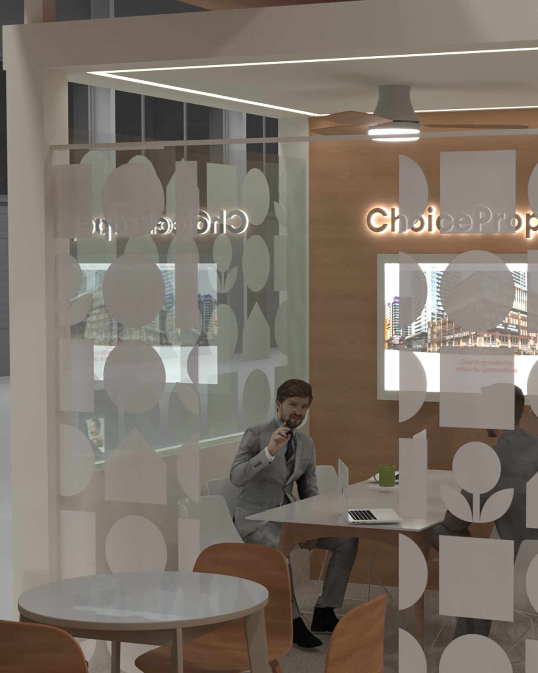 person sitting inside a glass meeting room